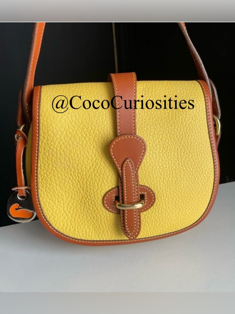 Dooney & Bourke Yellow & British Tan Leather equestrian Crossbody Bag